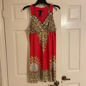 Multicolor summer dress with silver beads designs